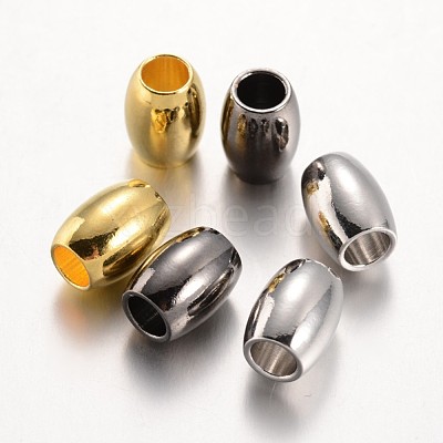 Barrel Brass European Large Hole Beads X-KK-E673-004-1