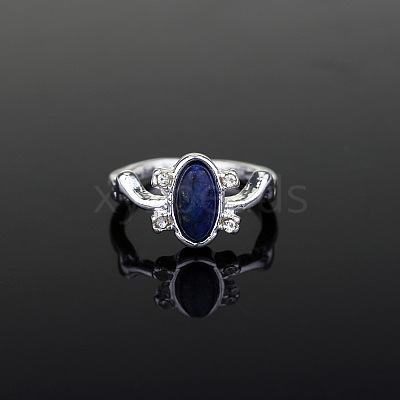 Alloy with Natural Lapis Lazuli Finger Rings FS-WGF3EDB-04-1