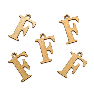 304 Stainless Steel Alphabet Charms STAS-H122-F-AB-1