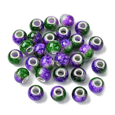 Two Tone Glass European Beads GPDL-K003-01G-1