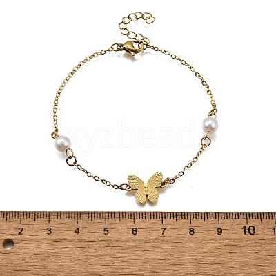 304 Stainless Steel Butterfly Link Bracelets BJEW-C098-01B-G-1