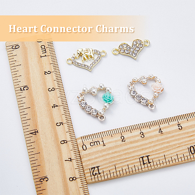 32Pcs 4 Styles Alloy Crystal Rhinestone Connector Charms FIND-DC0003-53-1