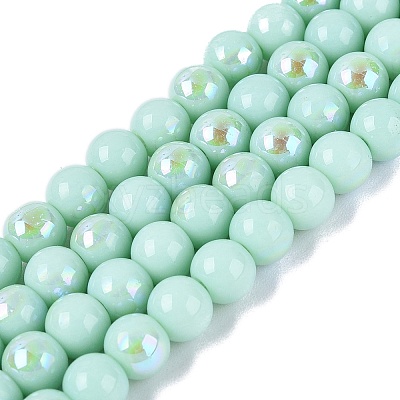 Electroplate Opaque Glass Beads Strands EGLA-Q132-6MM-01C-11-1