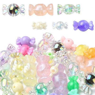 40Pcs 8 Styles Transparent Acrylic Beads OACR-YW0001-94-1