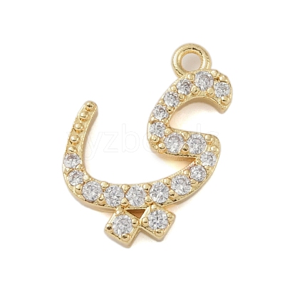 Rack Plating Brass Micro Pave Clear Cubic Zirconia Pendants KK-A224-03O-G-1