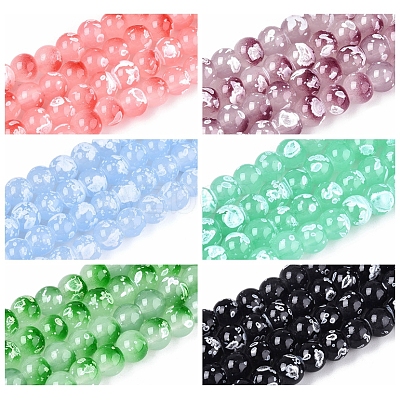 Baking Paint Glass Beads Strands DGLA-N015-6mm-M-1