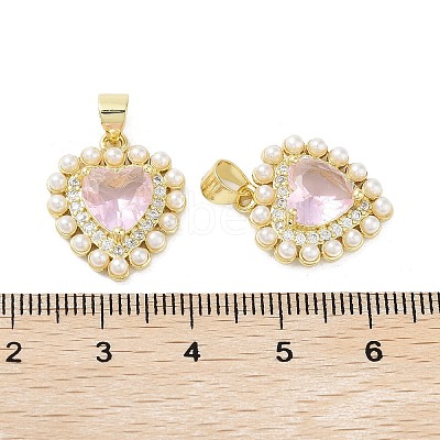 Rack Plating Heart Brass Micro Pave Cubic Zirconia Pendants X-KK-E102-29G-1
