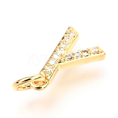 Brass Micro Pave Cubic Zirconia Charms ZIRC-O037-01G-1