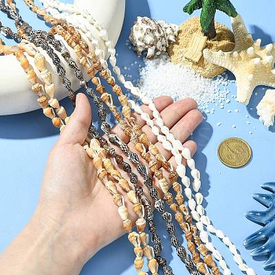 4 Strands 4 Colors Natural Freshwater Shell Beads Strands SHEL-CJ0001-38-1