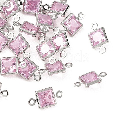 SHEGRACE Brass Pave Cubic Zirconia Square Connector Charms XGRQ2O264-440E-P-1
