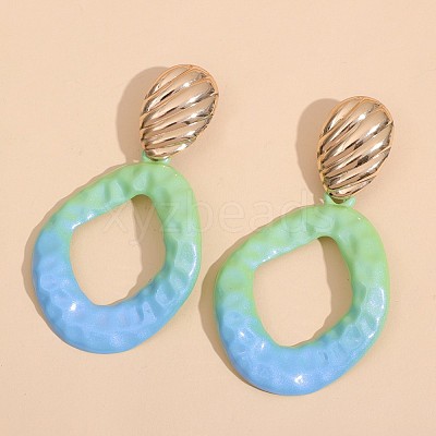 Baking Paint Alloy Rhombus Stud Dangle Earrings for Women WG48396-01-1