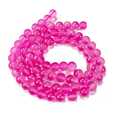 Frosted Transparent Glass Bead Strands GLAA-P065-10mm-11-1