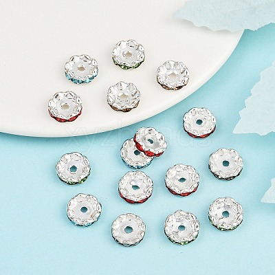 Brass Rhinestone Spacer Beads RB-A014-L12mm-S-1