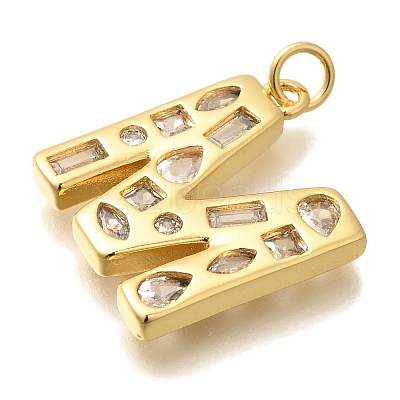 Brass Micro Pave Clear Cubic Zirconia Pendants KK-G521-01G-M-1