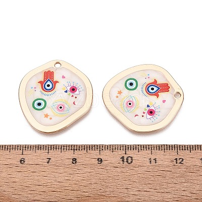 Printed Alloy Enamel Pendants ENAM-N071-11G-03-1
