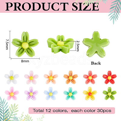 360Pcs 12 Colors Opaque Resin Cabochons RESI-PH0002-68-1