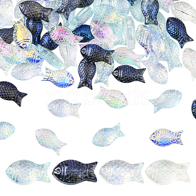 80Pcs 4 Colors Transparency Electroplate Glass Beads GLAA-SC0002-88B-1