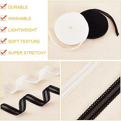 2 Rolls 2 Colors Polyester Hollow Elastic Ribbon SRIB-OC0001-04-1