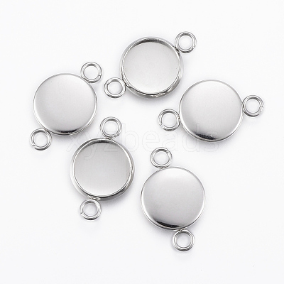 Non-Tarnish 304 Stainless Steel Cabochon Connector Settings X-STAS-E146-19P-10mm-1