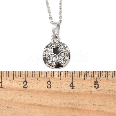 Zinc Alloy Crystal Rhinestone Sport Ball Pendant Cable Chain Necklaces NJEW-U024-01P-05-1