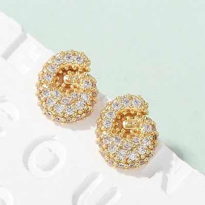 Brass Micro Pave Cubic Zirconia Stud Earrings EJEW-Z091-04G-G-1