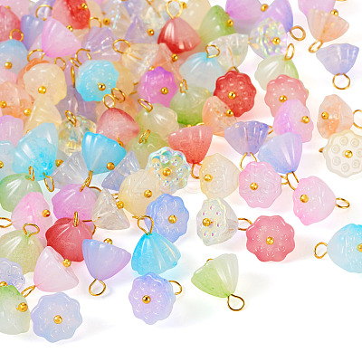 100Pcs 10 Colors Two Tone Handmade Lampwork Charms FIND-TA0003-89-1
