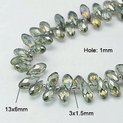 Electroplate Glass Faceted Teardrop Beads Strands EGLA-D014-31-1