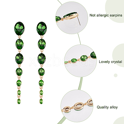 3 Pairs 3 Colors Rhinestone Graduated Beaded Oval Dangle Stud Earrings EJEW-AN0001-40-1