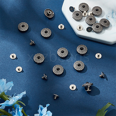 15Pcs 1-Hole Alloy & Plastic Beads Buttons BUTT-HY0001-11B-1