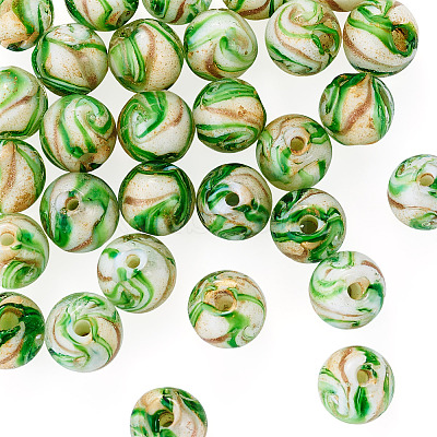 30Pcs Handmade Gold Sand Lampwork Beads LAMP-TA0002-37D-1