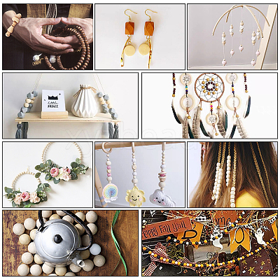 2 Bags Natural Unfinished Wood Beads Set WOOD-PH0001-89-1