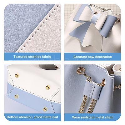 DIY Imitation Leather Knitting Crochet Bowknot Bucket Bags GN-TAC0001-06A-1