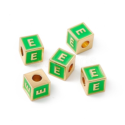 Rack Plating Brass Enamel Beads KK-B060-04G-02E-1