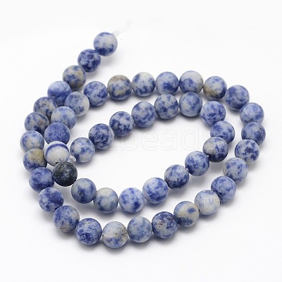 Natural Blue Spot Jasper Round Bead Strands X-G-D679-8mm-1