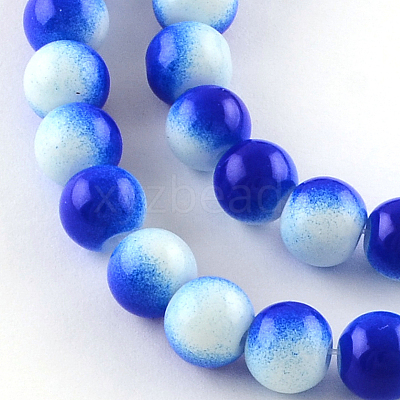 Two-Color Baking Paint Glass Bead Strands X-DGLA-R050-8mm-31-1