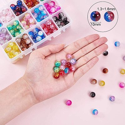 Spray Painted Crackle Glass Beads CCG-PH0002-12-1