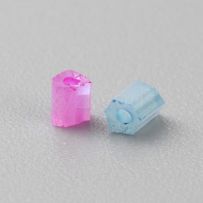Opaque Colours Glass Hexagon Bugle Beads GLAA-TAC0005-008B-1