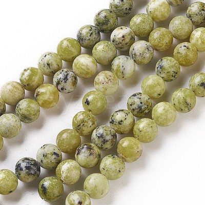Natural Yellow Turquoise(Jasper) Beads Strands G-Q462-6mm-22-1