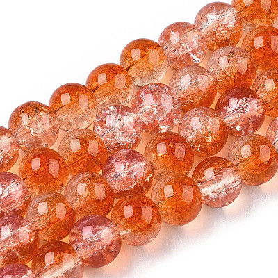 Transparent Crackle Baking Paint Glass Beads Strands X1-DGLA-T003-01A-11-1