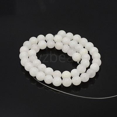 Natural Round White Jade Bead Strands X-G-P070-01-8mm-1