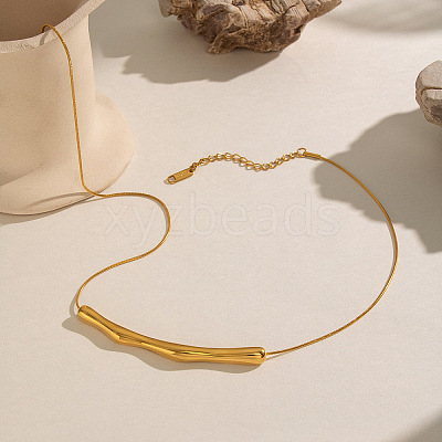 304 Stainless Steel Twisted Curved Bar Pendant Necklaces for Women SJ7114-1-1