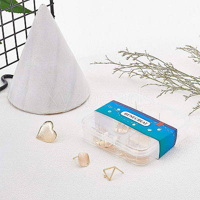 Brass Stud Earring Findings KK-BC0005-44G-1