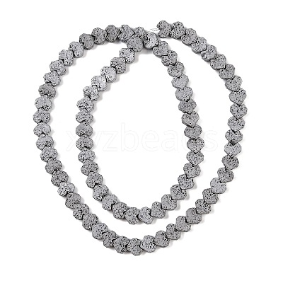 Electroplated Natural Lava Rock Beads Strands G-Q1009-G01-02G-1