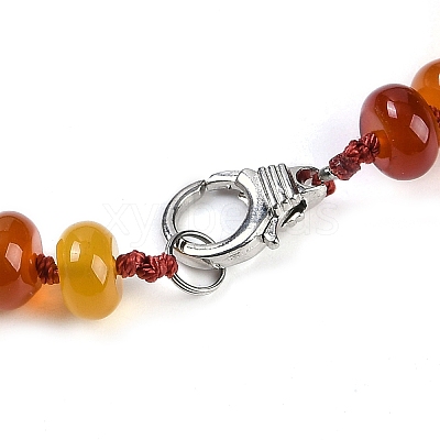 Natural Red Agate Rondelle Graduated Beaded Necklaces for Women Men NJEW-K388-02S-1