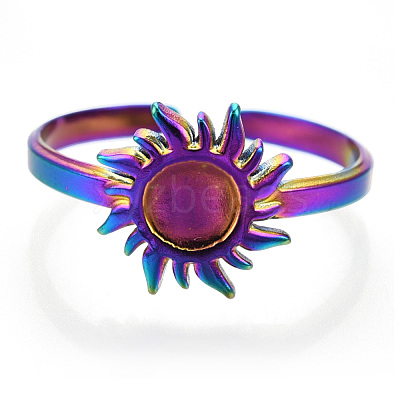 304 Stainless Steel Sun Cuff Rings RJEW-N038-116M-1