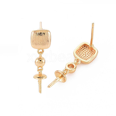 Brass Stud Earring Findings KK-S364-053-1