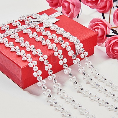 Flower ABS Plastic Imitation Pearl Beaded Trim Garland Strands CHAC-R001-01-1