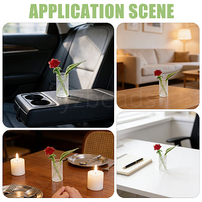 2Pcs Glass Flower Display Decorations AJEW-CO0001-04C-1