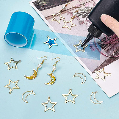 20Pcs 2 Style Brass Open Back Bezel Pendants KK-BC0001-95-1