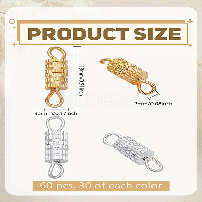 60Pcs 2 Colors Brass Screw Clasps KK-LP0001-96-1
